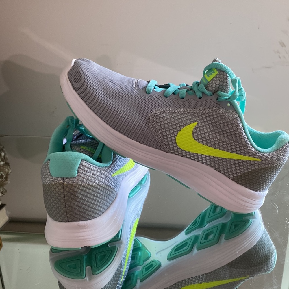 Nike Gray and Neon Green Athletic Shoes
